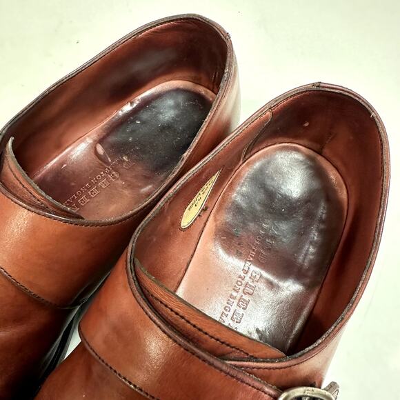 GOOD VTG Edward Green Monk Strap Burgundy Calf Medallion Toe Made in England 9 - Picture 13 of 15